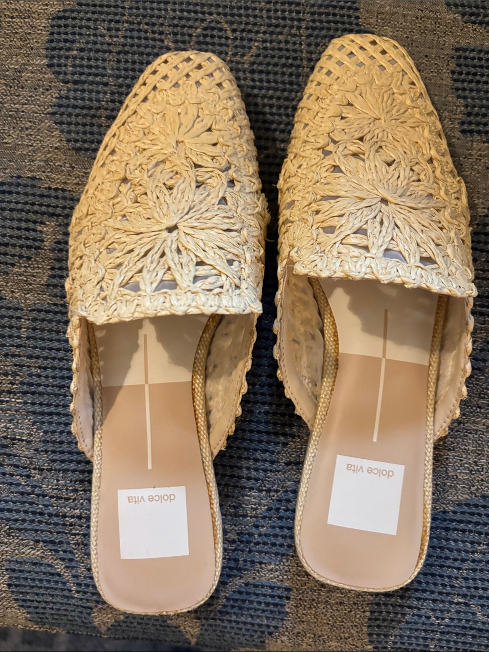 Dolce Vita Cream Crochet Woven Slip-On Mules